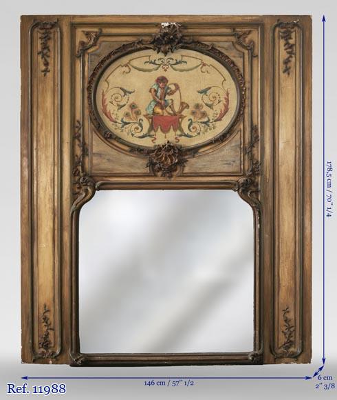 Trumeau decorated with an oil on canvas depicting a musician monkey Trumeau decorated with an oil on canvas depicting a musician monkey-10