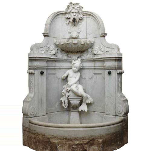 Monumental Garden Fountain in Carrara marble and Statuary marble attributed to Rudolf Weyr, Vienna, late 19th century