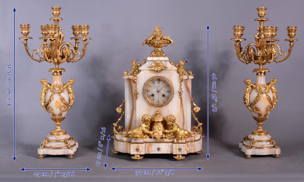 Napoleon III set clock in gilt bronze and onyx, circa 1860 Napoleon III set clock in gilt bronze and onyx, circa 1860-13