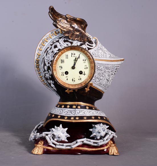 Helm clock in enameled ceramic, end of the 19th century Helm clock in enameled ceramic, end of the 19th century-0