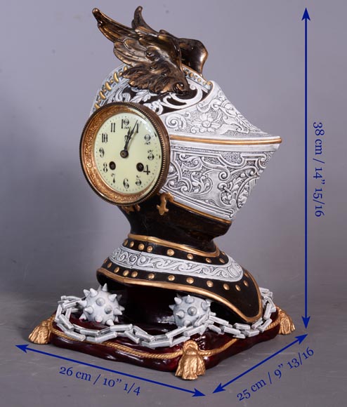 Helm clock in enameled ceramic, end of the 19th century Helm clock in enameled ceramic, end of the 19th century-11