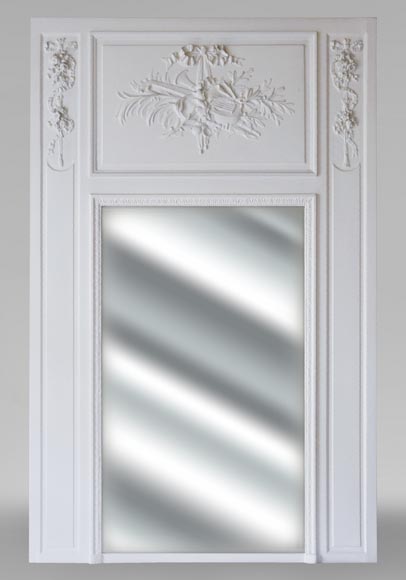 Large Louis XVI style trumeau decorated with musical instruments Large Louis XVI style trumeau decorated with musical instruments-0