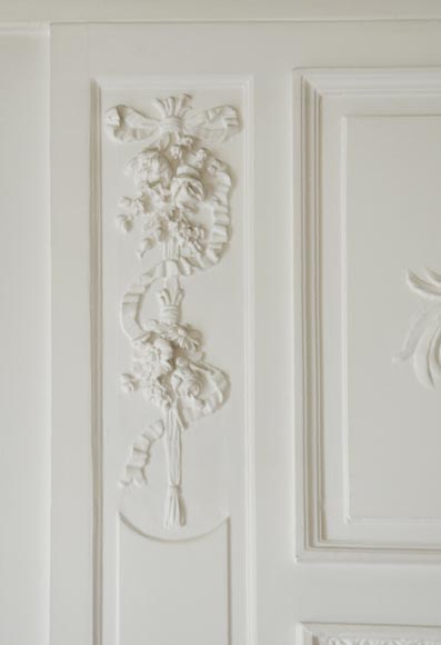 Large Louis XVI style trumeau decorated with musical instruments Large Louis XVI style trumeau decorated with musical instruments-2