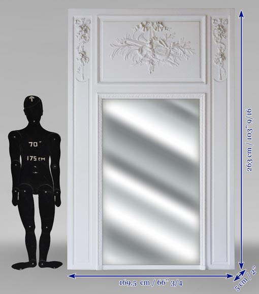 Large Louis XVI style trumeau decorated with musical instruments Large Louis XVI style trumeau decorated with musical instruments-4