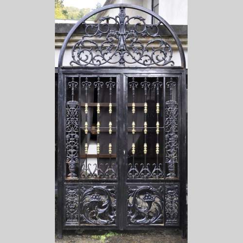 Set of four modern cast iron double doors in the style of 18th century gates