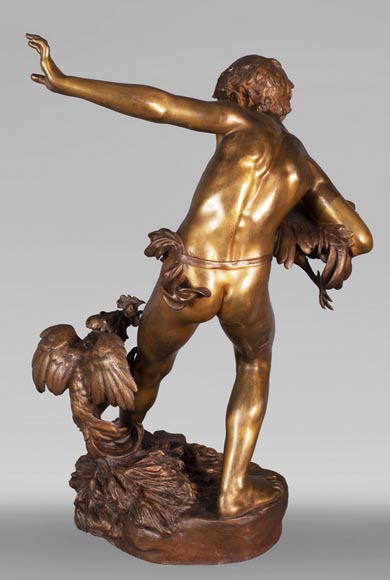 aul Romain CHEVRÉ (1866-1914) - Le combat de coqs, bronze with golden patina aul Romain CHEVRÉ (1866-1914) - Le combat de coqs, bronze with golden patina-9
