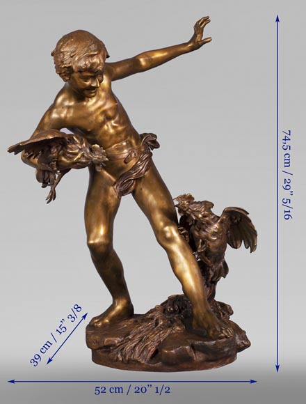 aul Romain CHEVRÉ (1866-1914) - Le combat de coqs, bronze with golden patina aul Romain CHEVRÉ (1866-1914) - Le combat de coqs, bronze with golden patina-12