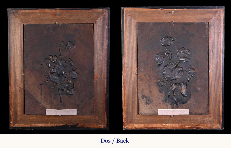 Julien-Nicolas RIVART, two porcelain marquetry panels on wood Julien-Nicolas RIVART, two porcelain marquetry panels on wood-11