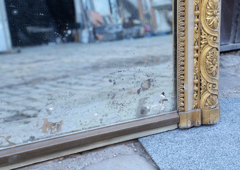 Important Louis XVI style overmantel pierglass decorated with knotted ribbons and flowers Important Louis XVI style overmantel pierglass decorated with knotted ribbons and flowers-5