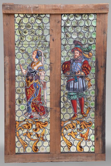 Neo-Renaissance style stained glass with characters Neo-Renaissance style stained glass with characters-0