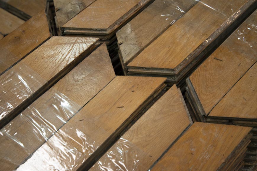 Lot of about 19 m2 of antique Point de Hongrie oak parquet flooring Lot of about 19 m2 of antique Point de Hongrie oak parquet flooring-3