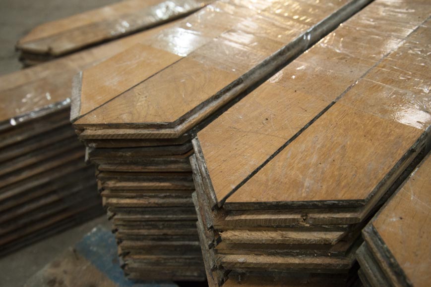 Lot of about 19 m2 of antique Point de Hongrie oak parquet flooring Lot of about 19 m2 of antique Point de Hongrie oak parquet flooring-5