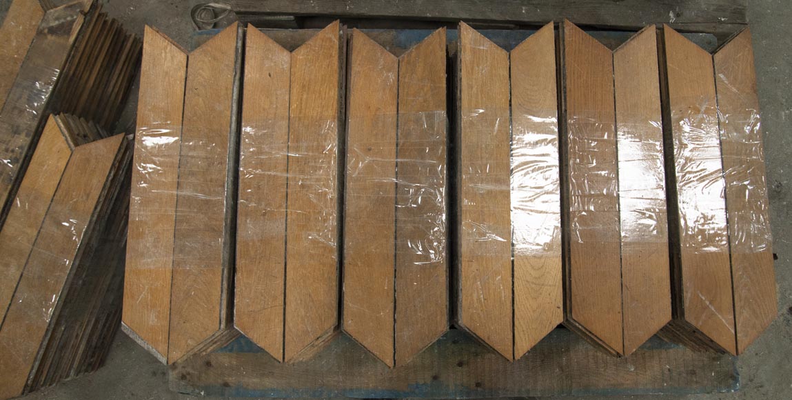 Lot of about 19 m2 of antique Point de Hongrie oak parquet flooring Lot of about 19 m2 of antique Point de Hongrie oak parquet flooring-6
