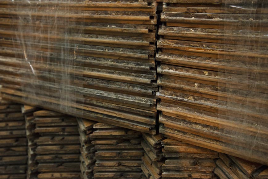 Lot of about 19 m2 of antique Point de Hongrie oak parquet flooring Lot of about 19 m2 of antique Point de Hongrie oak parquet flooring-8