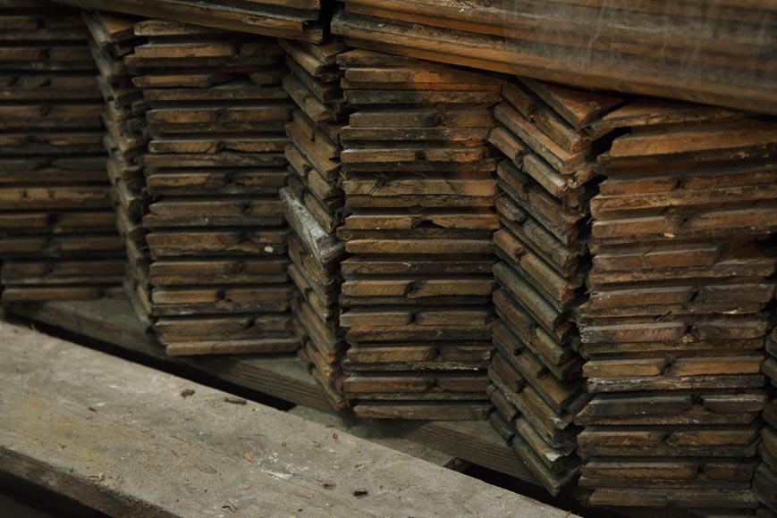 Lot of about 19 m2 of antique Point de Hongrie oak parquet flooring Lot of about 19 m2 of antique Point de Hongrie oak parquet flooring-9