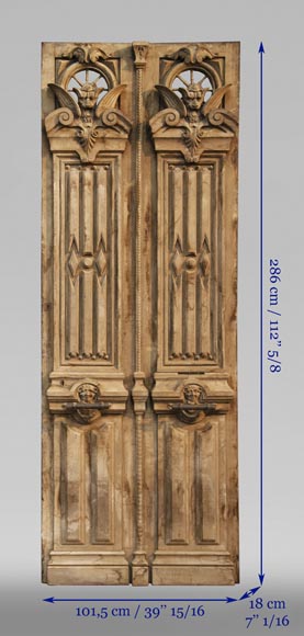 Pair of Napoleon III style oak doors Pair of Napoleon III style oak doors-8
