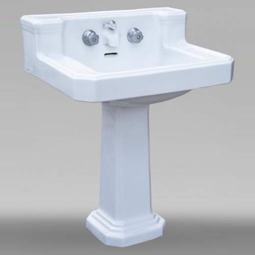 Earthenware washbasin on column