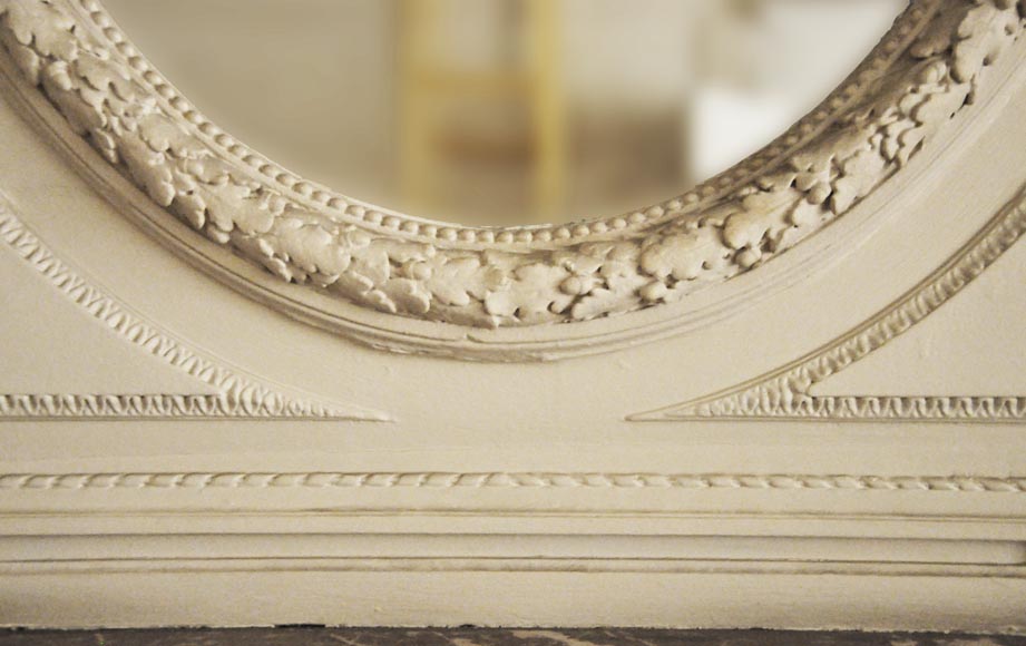 Antique Louis XVI style trumeau with oval mirror Antique Louis XVI style trumeau with oval mirror-3