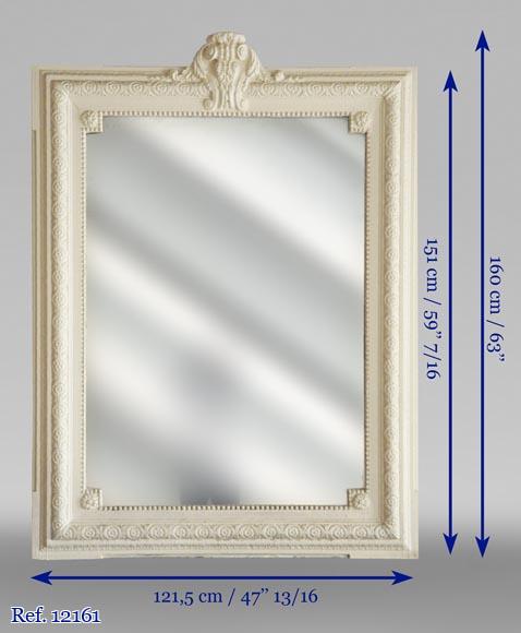 Small trumeau painted in white with roses Small trumeau painted in white with roses -5