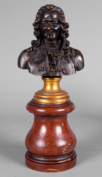 Pair of Voltaire and Rousseau busts in patinated bronze and marble Pair of Voltaire and Rousseau busts in patinated bronze and marble-5