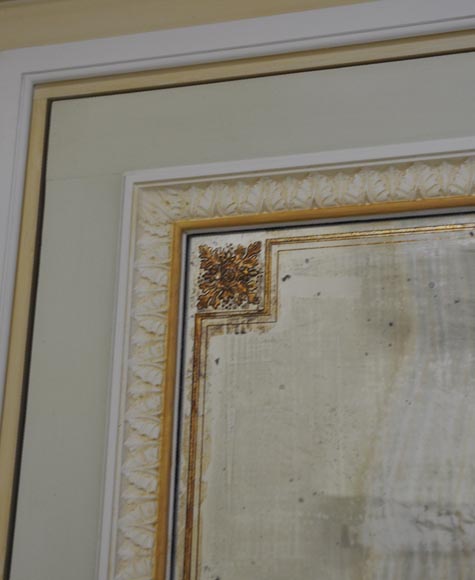 Pair of Louis XVI style wood, stucco and mirror doors, circa 1970 Pair of Louis XVI style wood, stucco and mirror doors, circa 1970-2