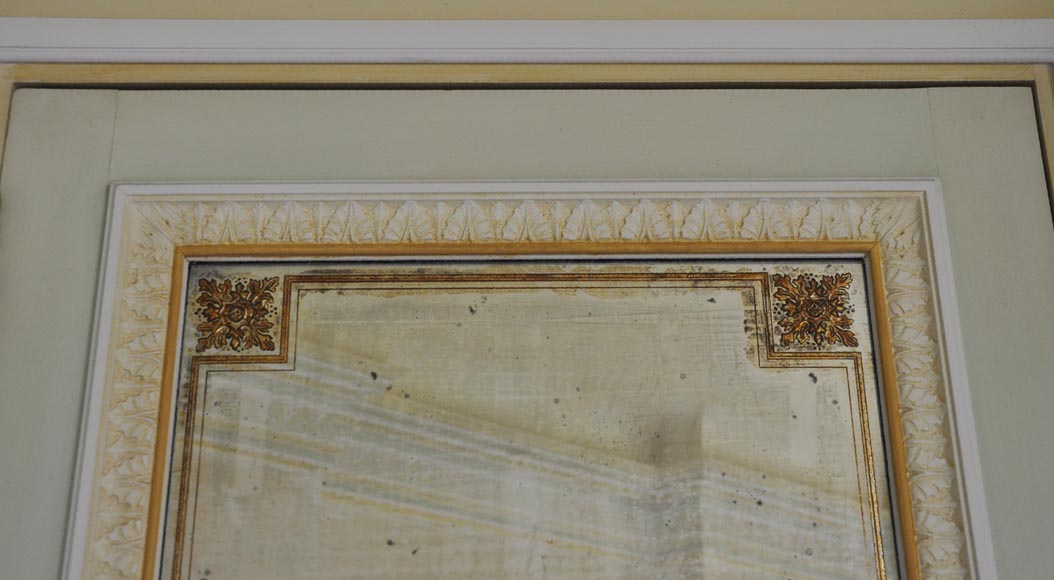 Pair of Louis XVI style wood, stucco and mirror doors, circa 1970 Pair of Louis XVI style wood, stucco and mirror doors, circa 1970-3