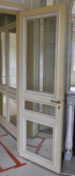 Pair of Louis XVI style wood, stucco and mirror doors, circa 1970 Pair of Louis XVI style wood, stucco and mirror doors, circa 1970-16