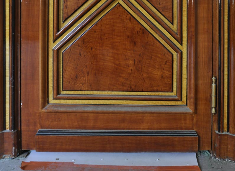 Pair of late 20th century Art Deco style wood trompe l'oeil doors Pair of late 20th century Art Deco style wood trompe l'oeil doors -3
