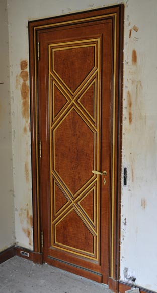 Pair of late 20th century Art Deco style wood trompe l'oeil doors Pair of late 20th century Art Deco style wood trompe l'oeil doors -8