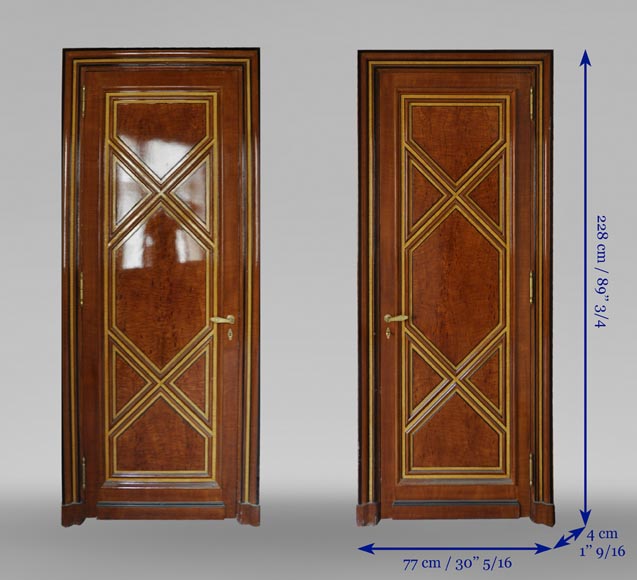 Pair of late 20th century Art Deco style wood trompe l'oeil doors Pair of late 20th century Art Deco style wood trompe l'oeil doors -12