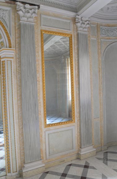Beautiful Louis XVI style paneled room with architectural decoration inspired by the antique, late twentieth century-11