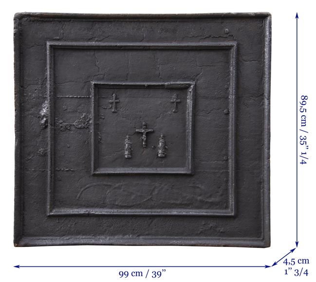 Antique fireback with religious decoration Antique fireback with religious decoration-5