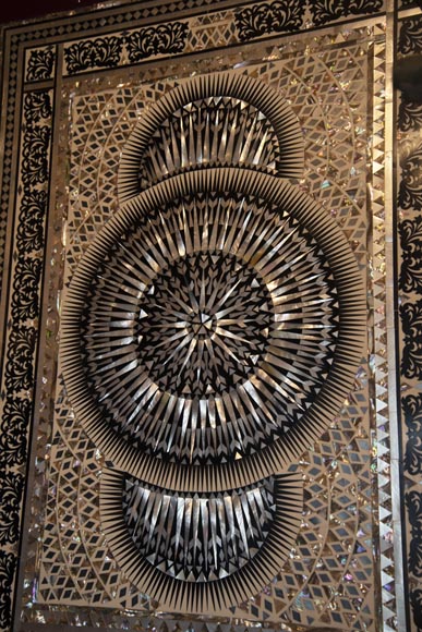 Pair of lacquered sliding double doors with mother-of-pearl decor Pair of lacquered sliding double doors with mother-of-pearl decor-11