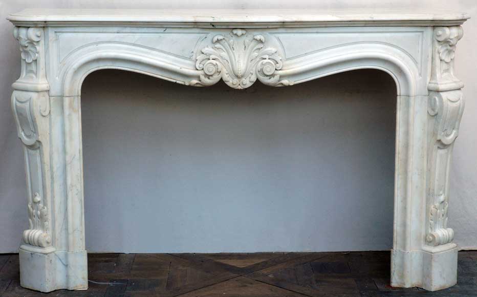 Louis XV style mantel white marble with console jambs Louis XV style mantel white marble with console jambs-0