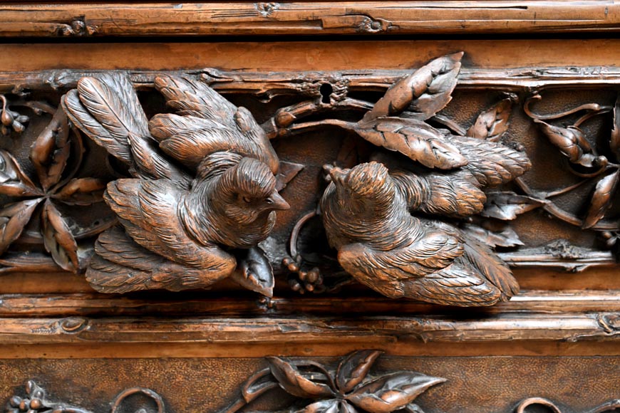 TAHAN (attributed to) — Large carved walnut armoire with mirror and naturalist decoration TAHAN (attributed to) — Large carved walnut armoire with mirror and naturalist decoration-8