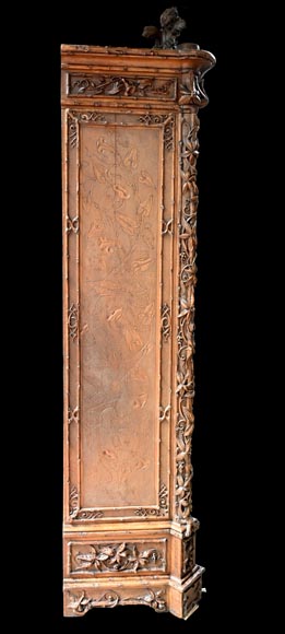 TAHAN (attributed to) — Large carved walnut armoire with mirror and naturalist decoration TAHAN (attributed to) — Large carved walnut armoire with mirror and naturalist decoration-11