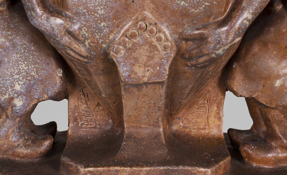 Charles GREBER (1820-1898) - Enamelled stoneware vase with gardeners Charles GREBER (1820-1898) - Enamelled stoneware vase with gardeners-8