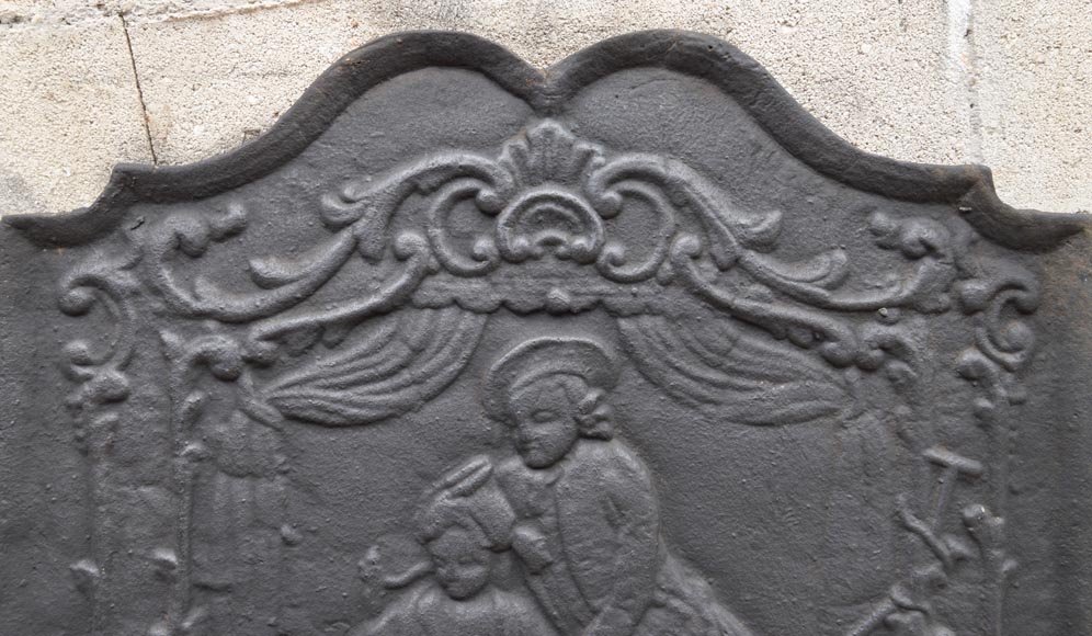 Cast iron fireback with a noble couple, 20th century Cast iron fireback with a noble couple, 20th century-1