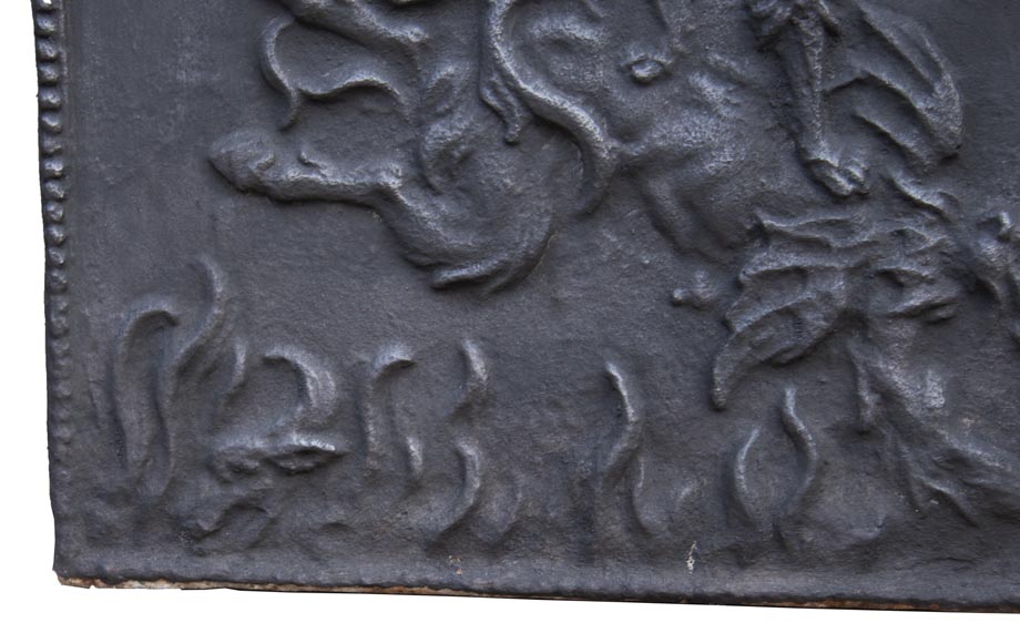 Antique fireback decorated with Saint-Michel slaying the dragon Antique fireback decorated with Saint-Michel slaying the dragon-4