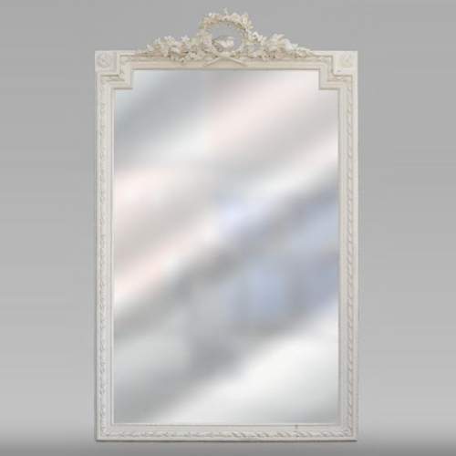 Antique Louis XVI style trumeau with a pediment decorated with a bird