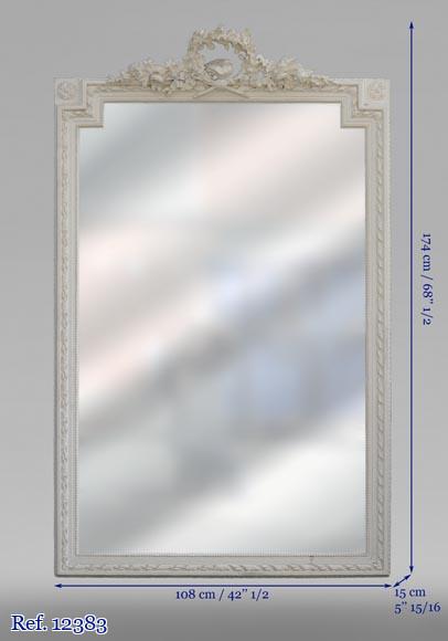 Antique Louis XVI style trumeau with a pediment decorated with a bird Antique Louis XVI style trumeau with a pediment decorated with a bird-7