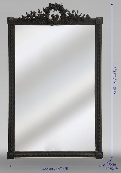 Louis XVI style trumeau carved with a beautiful crown of flowers Louis XVI style trumeau carved with a beautiful crown of flowers-5