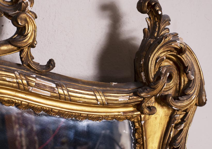 Antique Louis XV style trumeau in gilded wood Antique Louis XV style trumeau in gilded wood-4