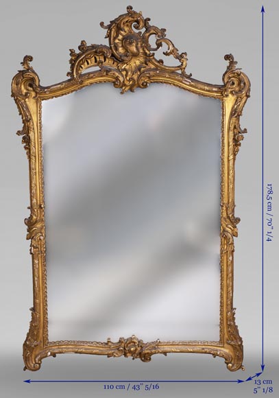 Antique Louis XV style trumeau in gilded wood Antique Louis XV style trumeau in gilded wood-8