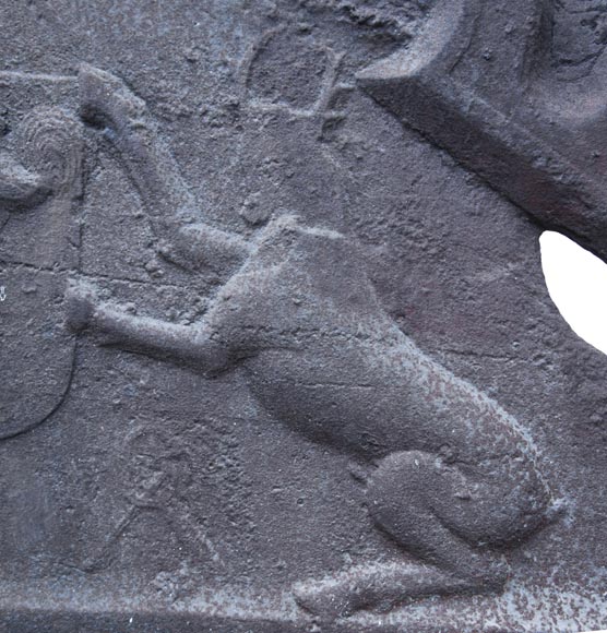 Antique fireback with lion and deer from the 17th century Antique fireback with lion and deer from the 17th century-5