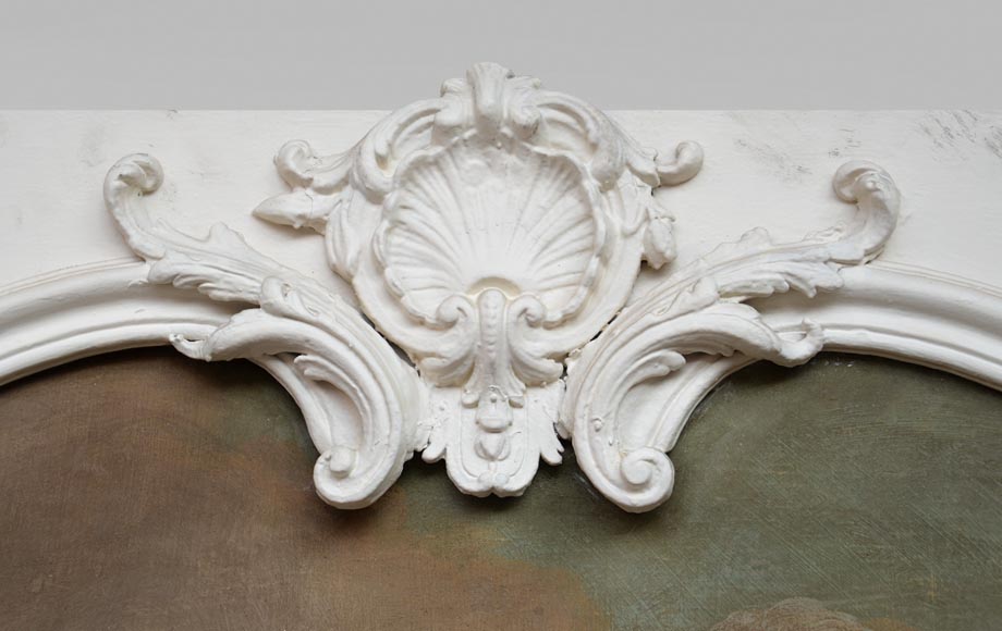 Antique Louis XV style trumeau with an oil on panel representing a scene of merchants on horseback Antique Louis XV style trumeau with an oil on panel representing a scene of merchants on horseback-1