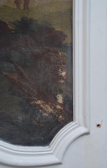 Antique Louis XV style trumeau with an oil on panel representing a scene of merchants on horseback Antique Louis XV style trumeau with an oil on panel representing a scene of merchants on horseback-6