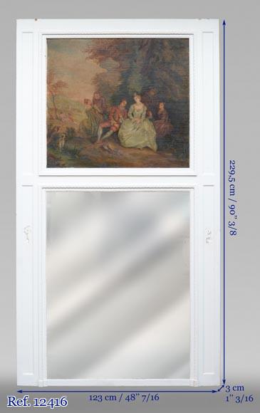 Antique painted trumeau decorated with an oil on canvas representing a gallant scene Antique painted trumeau decorated with an oil on canvas representing a gallant scene-8