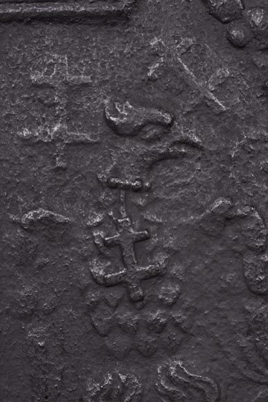 Cast iron fireback with coat of arms of Lorraine, dated 1706 Cast iron fireback with coat of arms of Lorraine, dated 1706-5