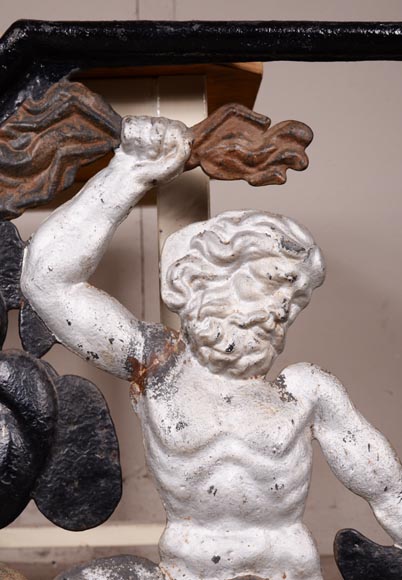 Very rare openwork painted cast iron fireback, Very rare openwork painted cast iron fireback,